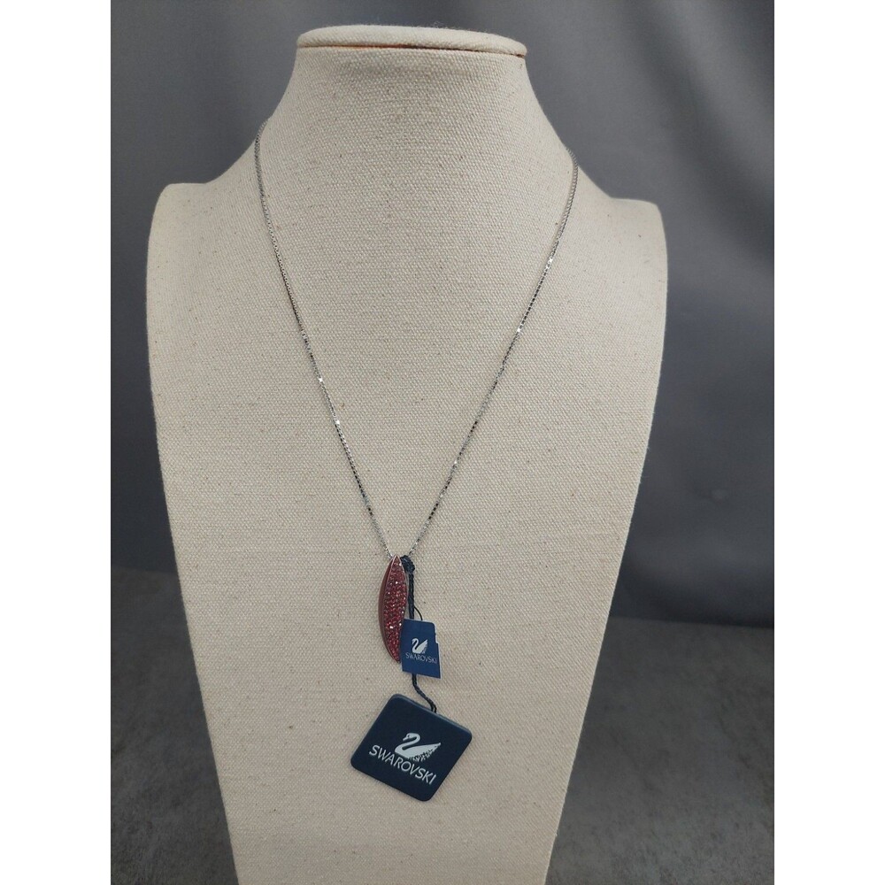Swarovski Bye Red Siam Shaped Pendant On 18 Inch Chain With Cert